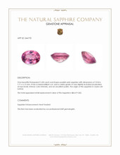 3.38 Ct. Purplish Pink Sapphire from Ceylon (Sri Lanka) Appraisal