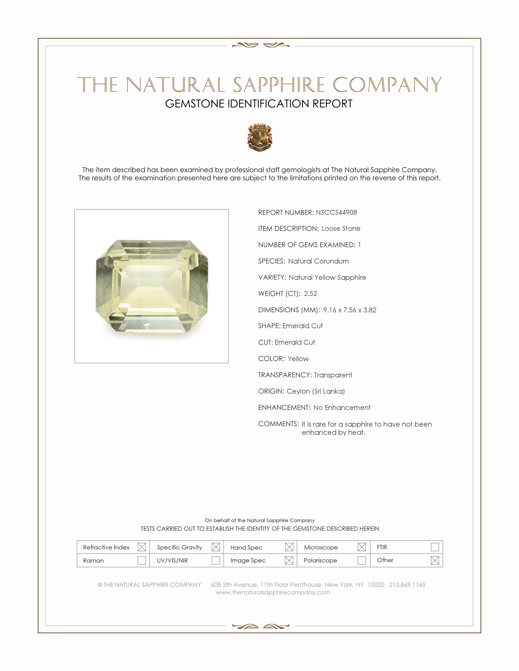 2.52 Ct. Yellow Sapphire from Ceylon (Sri Lanka)