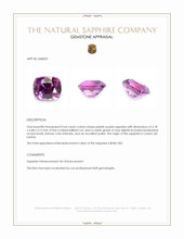 0.64 Ct. Pinkish Purple Sapphire from Ceylon (Sri Lanka) Appraisal