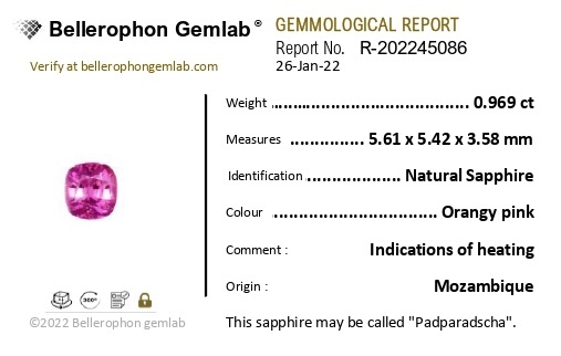 0.96 Ct. Pink Sapphire from Mozambique