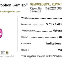 0.96 Ct. Pink Sapphire from Mozambique Scan Report
