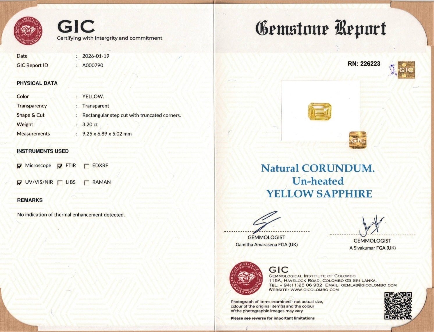 3.20 Ct. Yellow Sapphire from Ceylon (Sri Lanka)