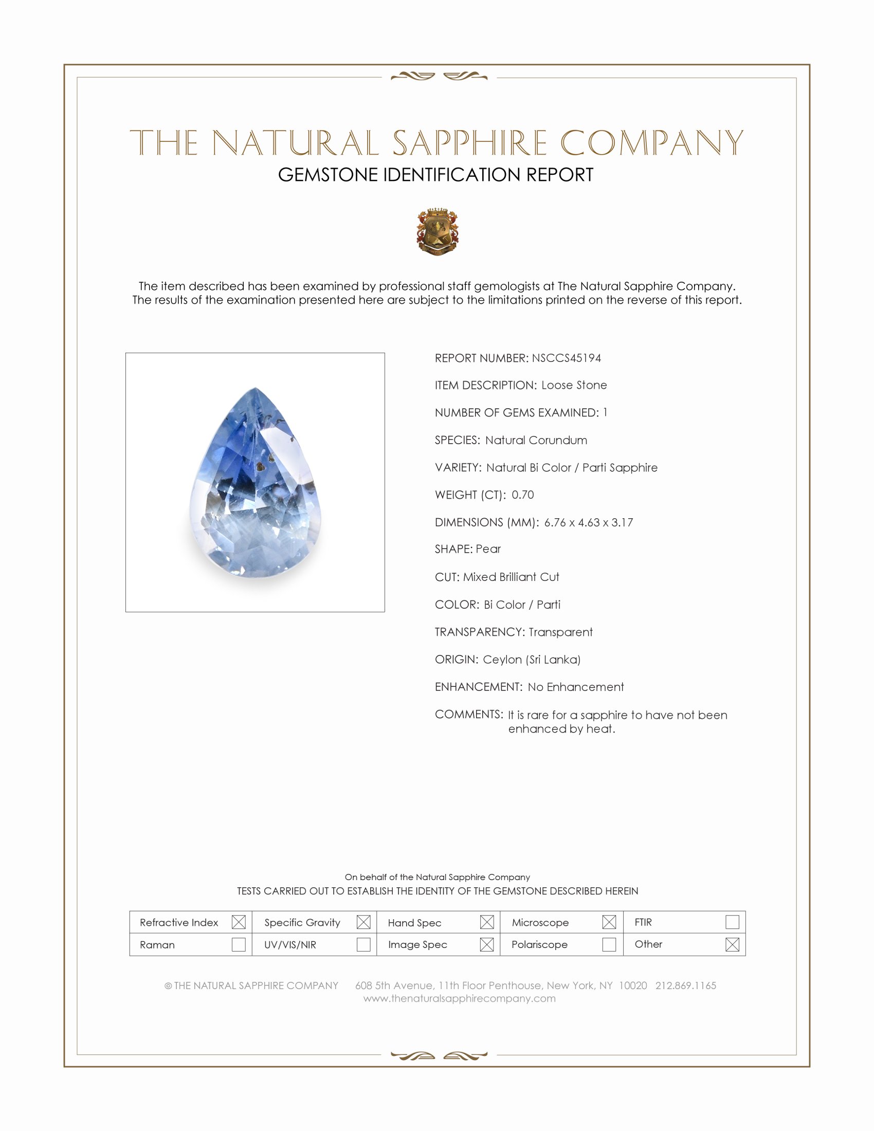 0.70 Ct. Bi Color / Parti Sapphire from Ceylon (Sri Lanka)