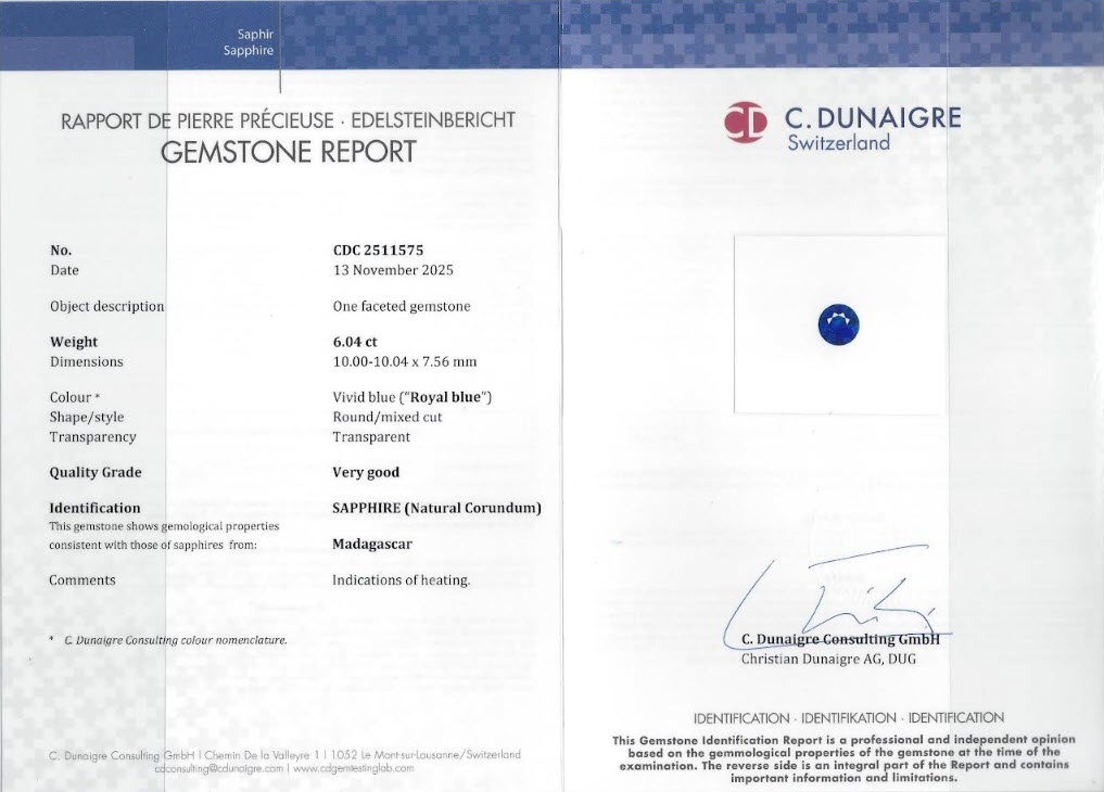 6.04 Ct. Blue Sapphire from Madagascar