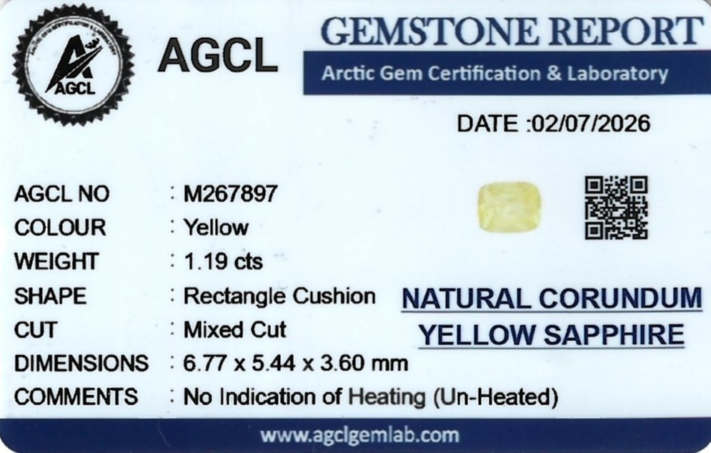 1.19 Ct. Yellow Sapphire from Ceylon (Sri Lanka)