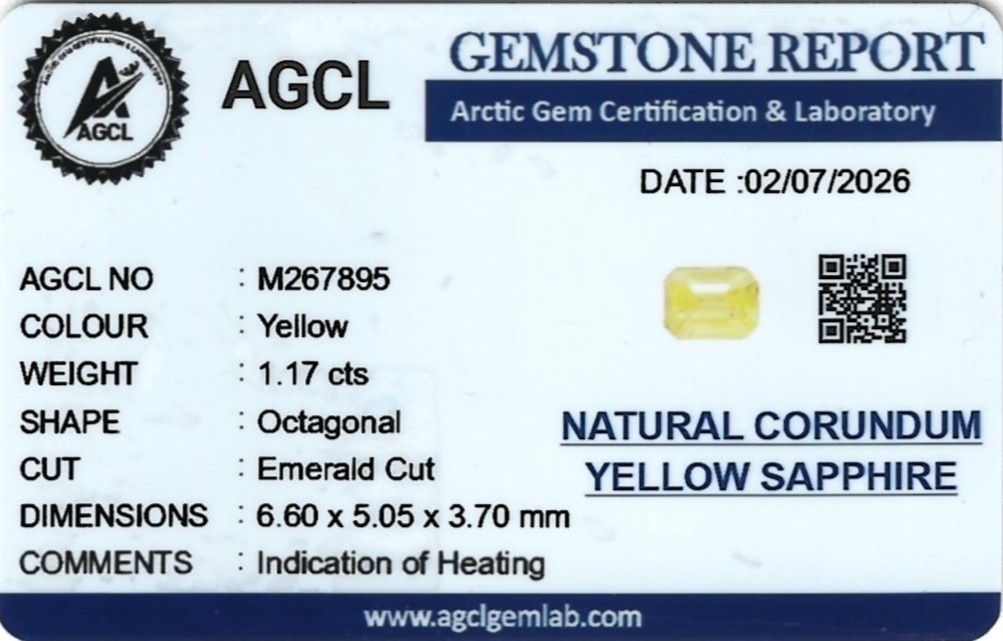 1.17 Ct. Yellow Sapphire from Ceylon (Sri Lanka)