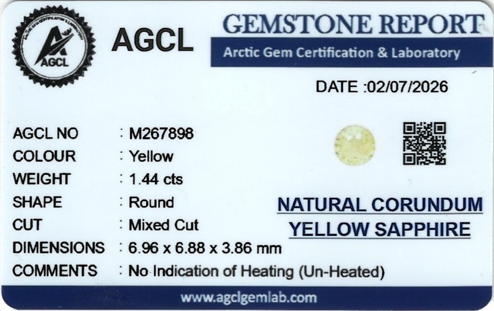 1.44 Ct. Yellow Sapphire from Ceylon (Sri Lanka)