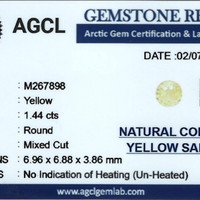 1.44 Ct. Yellow Sapphire from Ceylon (Sri Lanka) Scan Report
