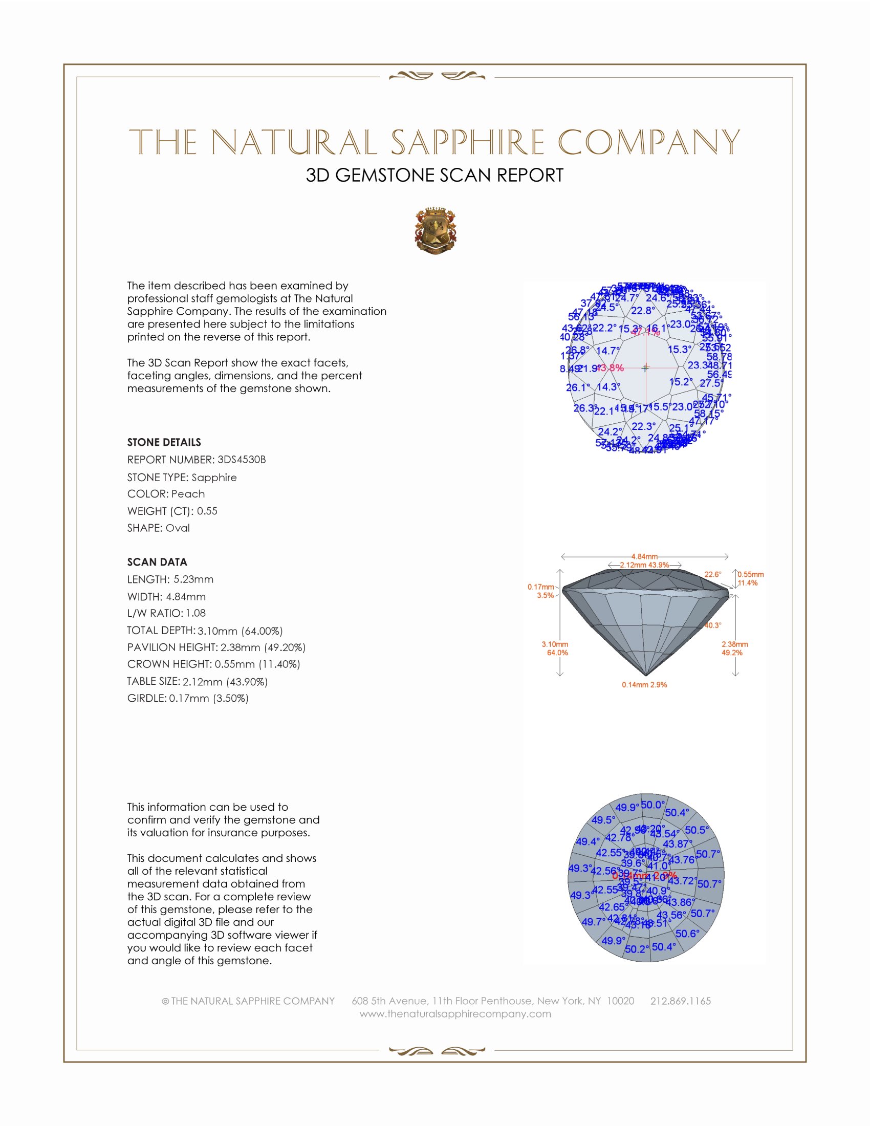 0.55 Ct. Peach Sapphire from Ceylon (Sri Lanka)