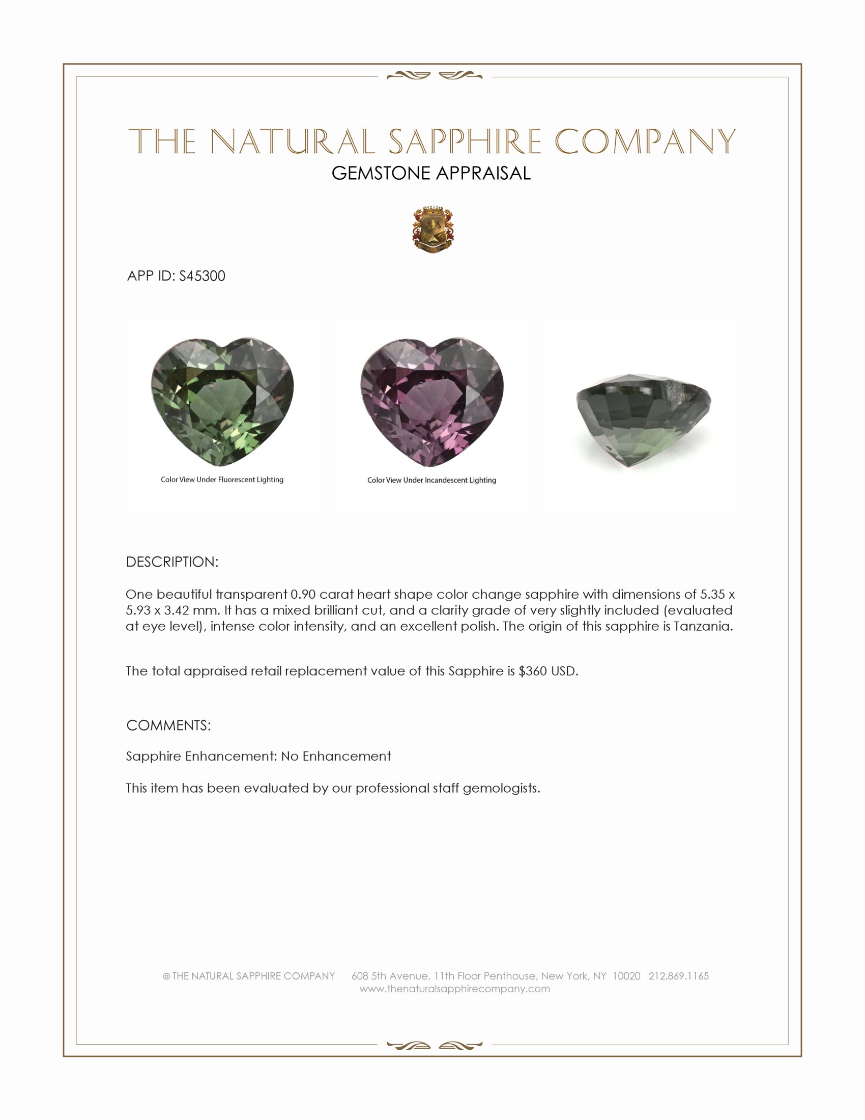 0.90 Ct. Color Change Sapphire from Tanzania
