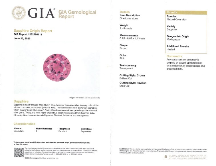 1.49 Ct. Pink Sapphire from Madagascar