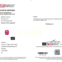 20.03 Ct. Pink Sapphire from Madagascar Scan Report