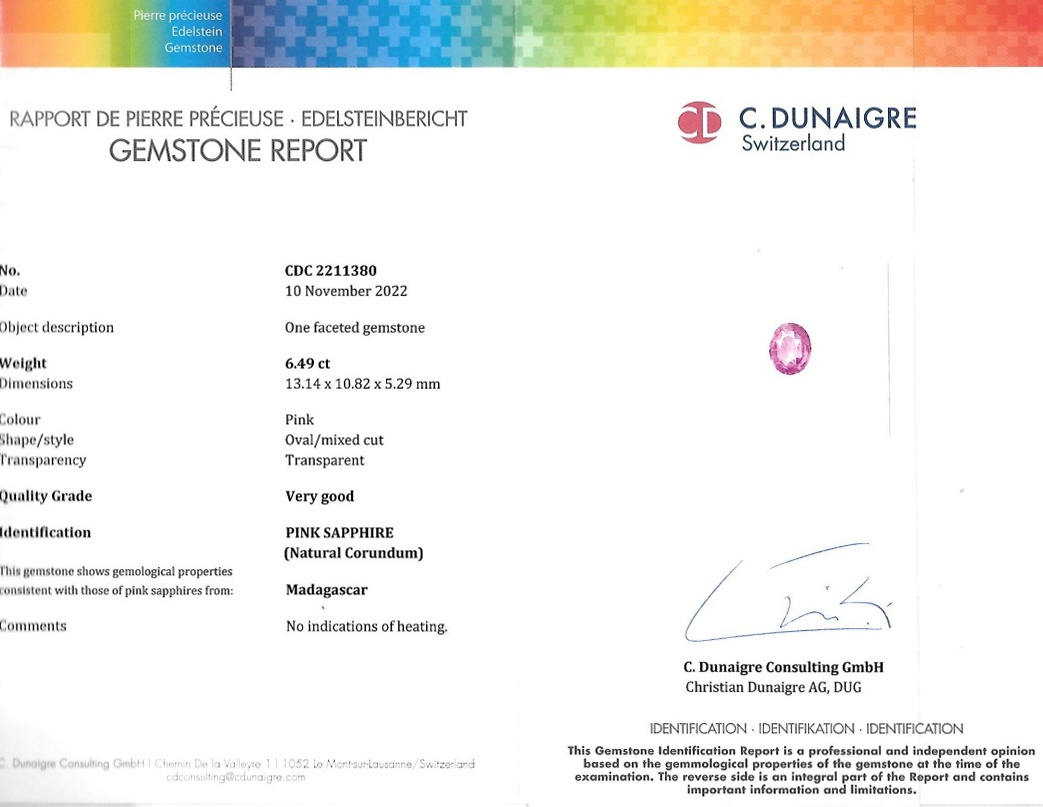 6.49 Ct. Pink Sapphire from Madagascar