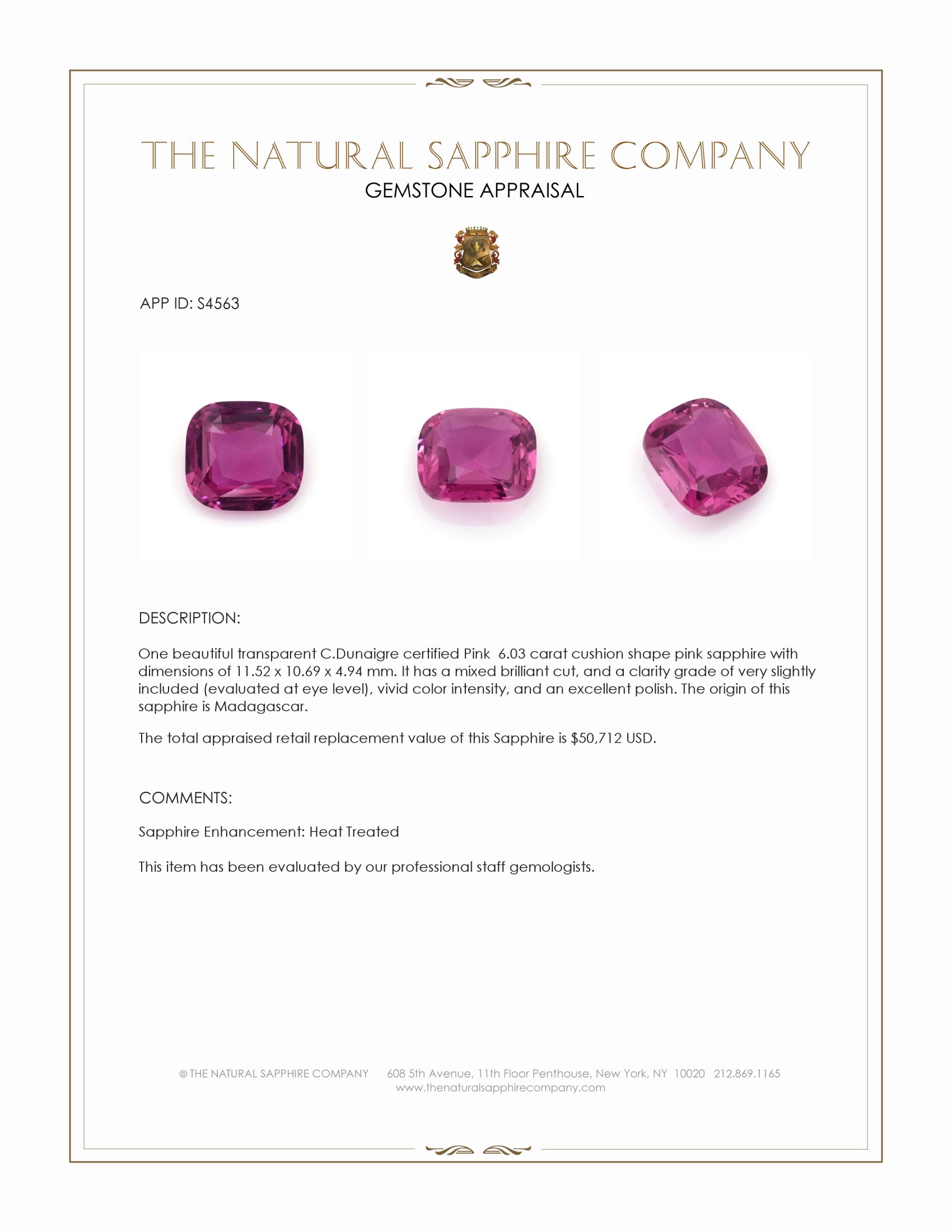 6.03 Ct. Pink Sapphire from Madagascar
