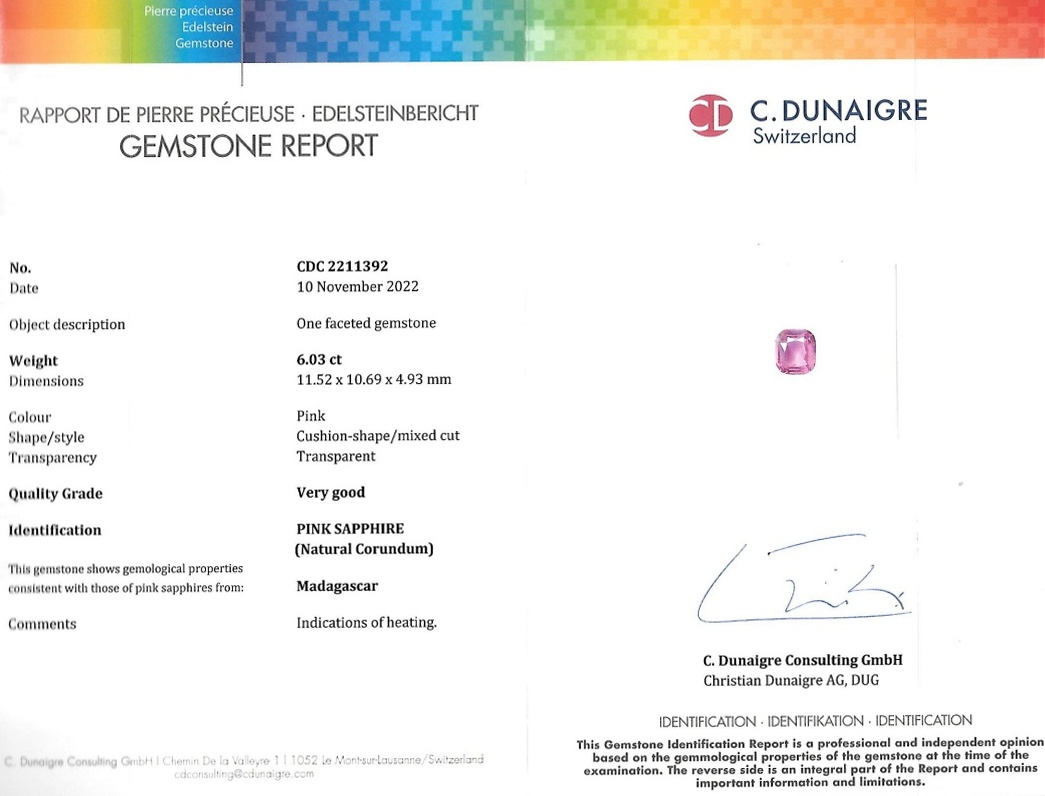 6.03 Ct. Pink Sapphire from Madagascar