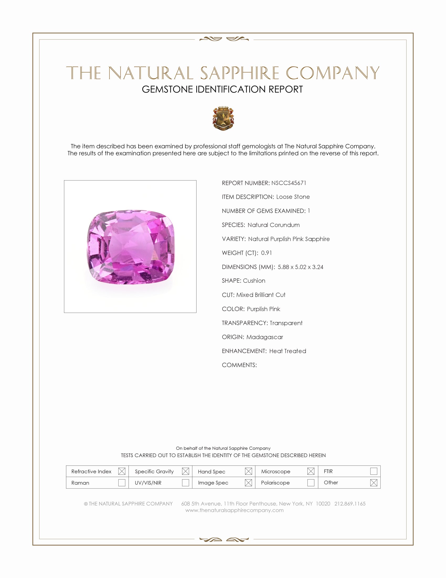 0.91 Ct. Purplish Pink Sapphire from Madagascar