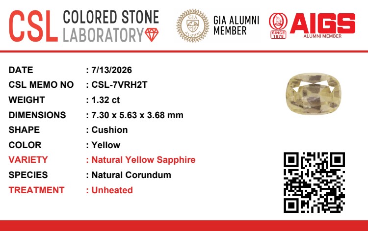 1.32 Ct. Yellow Sapphire from Ceylon (Sri Lanka)