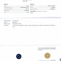 2.69 Ct. Blue Sapphire from Madagascar Scan Report