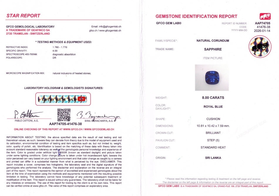 8.00 Ct. Blue Sapphire from Ceylon (Sri Lanka)
