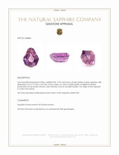 0.99 Ct. Pinkish Purple Sapphire from Ceylon (Sri Lanka) Appraisal