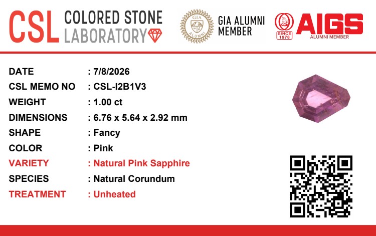 0.99 Ct. Pinkish Purple Sapphire from Ceylon (Sri Lanka)