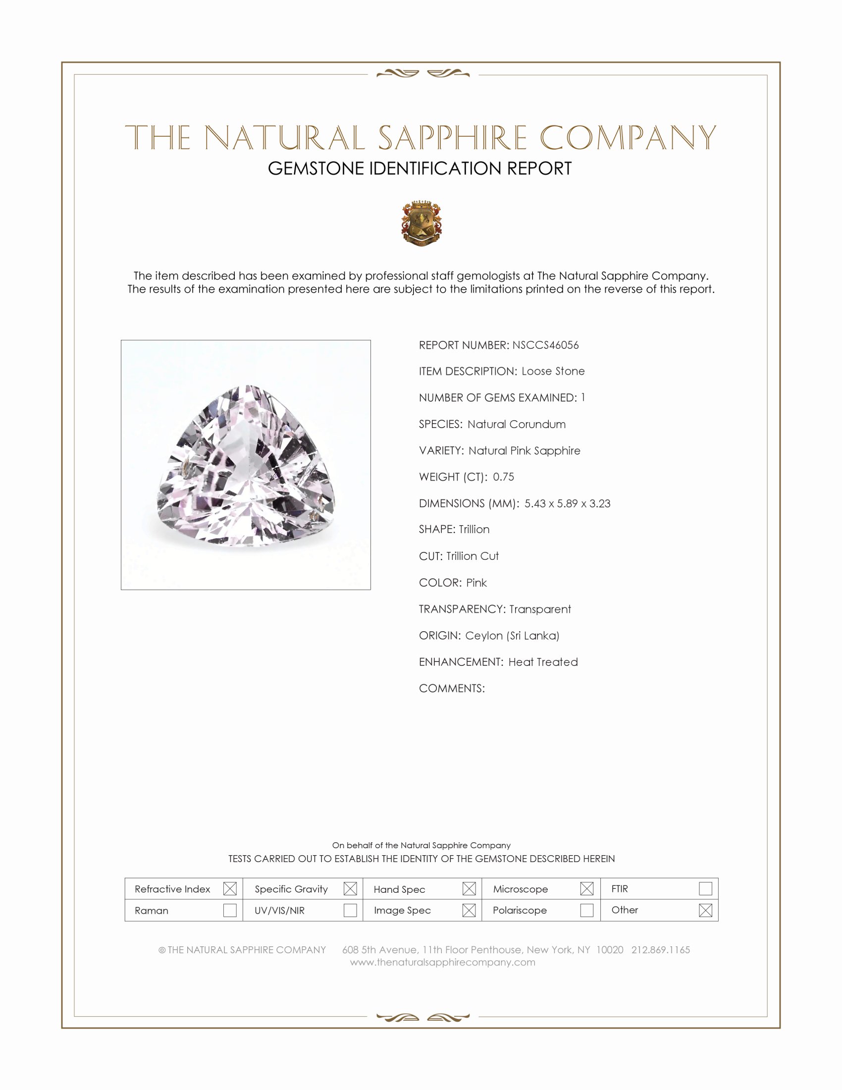 0.75 Ct. Pink Sapphire from Ceylon (Sri Lanka)