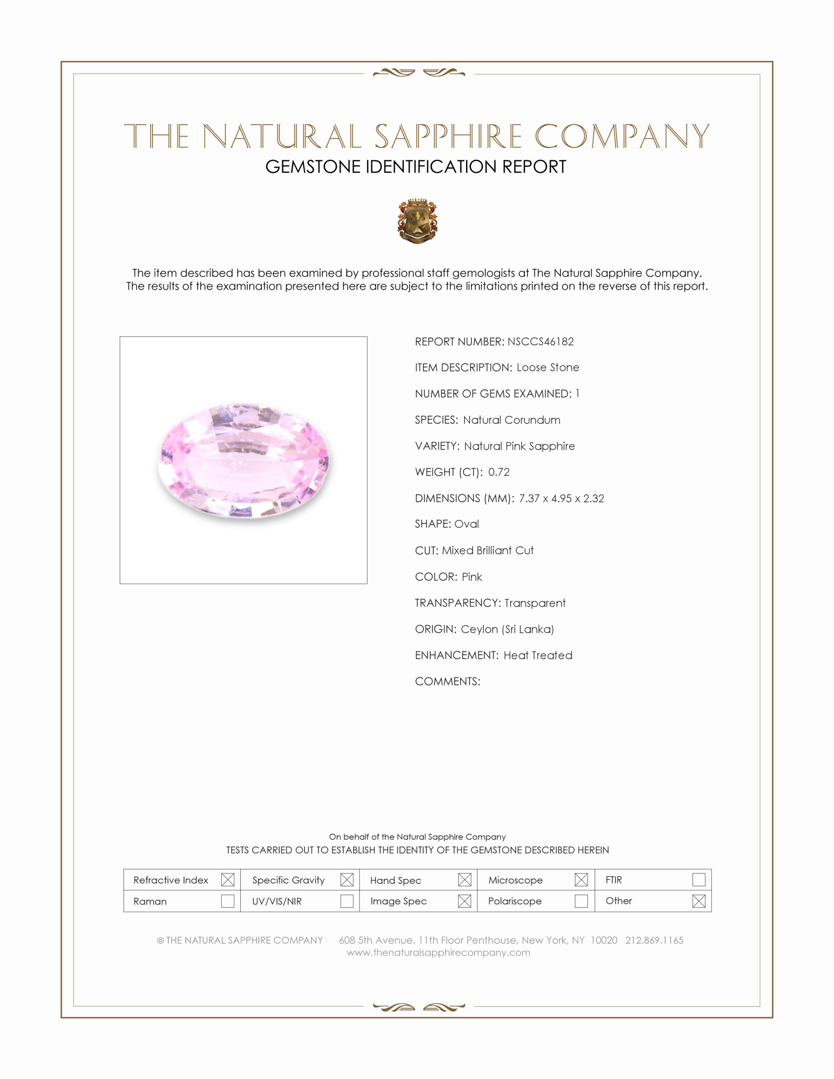 0.72 Ct. Pink Sapphire from Ceylon (Sri Lanka)