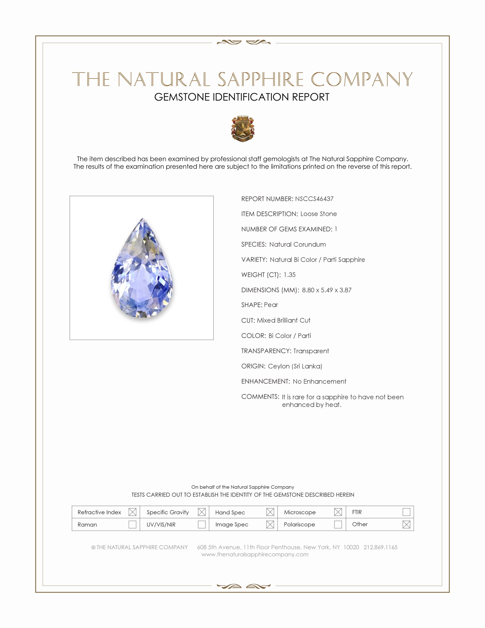 1.35 Ct. Bi Color / Parti Sapphire from Ceylon (Sri Lanka)