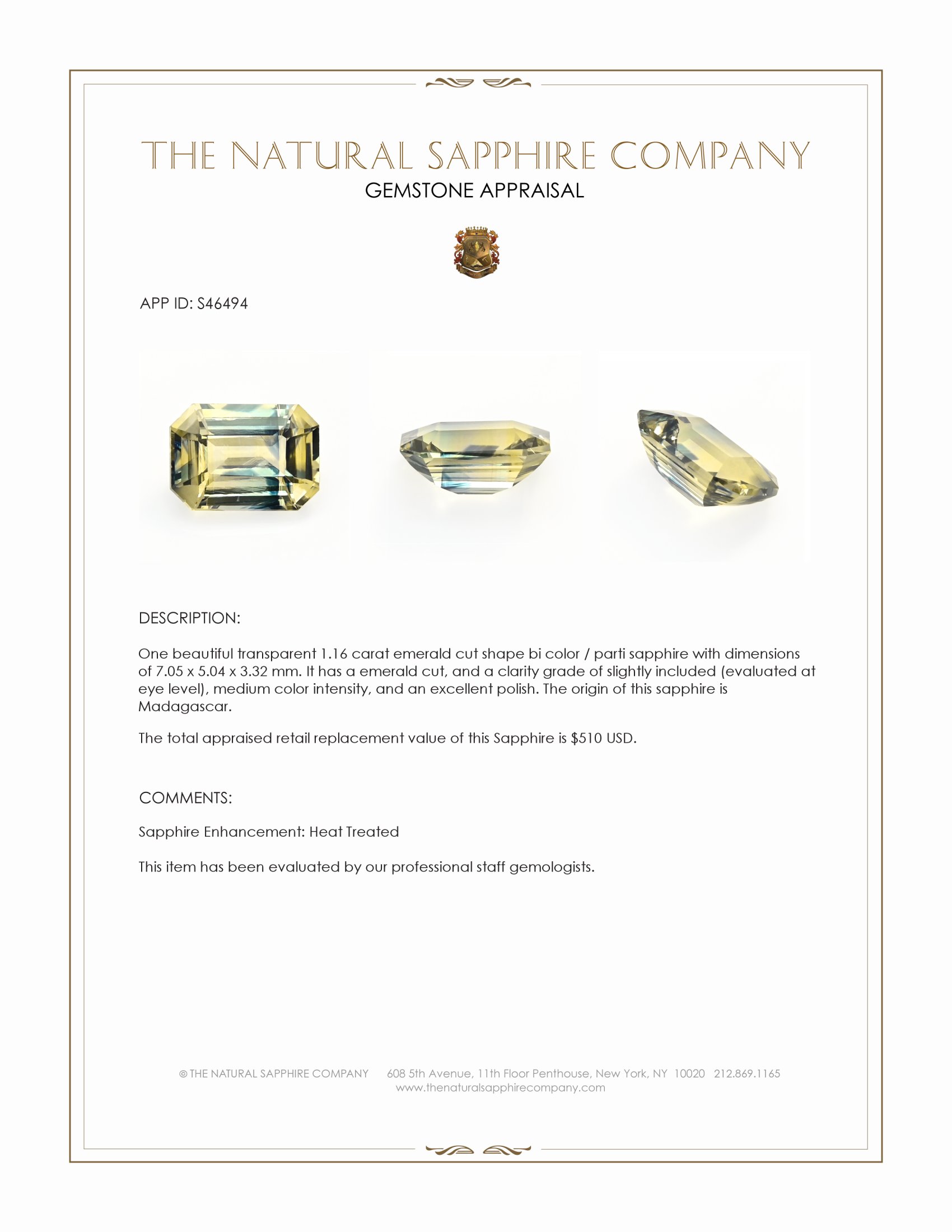 1.16 Ct. Bi Color / Parti Sapphire from Madagascar