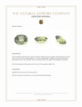 0.87 Ct. Yellowish Green Sapphire from Tanzania Appraisal