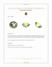 1.14 Ct. Yellowish Green Sapphire from Tanzania Appraisal