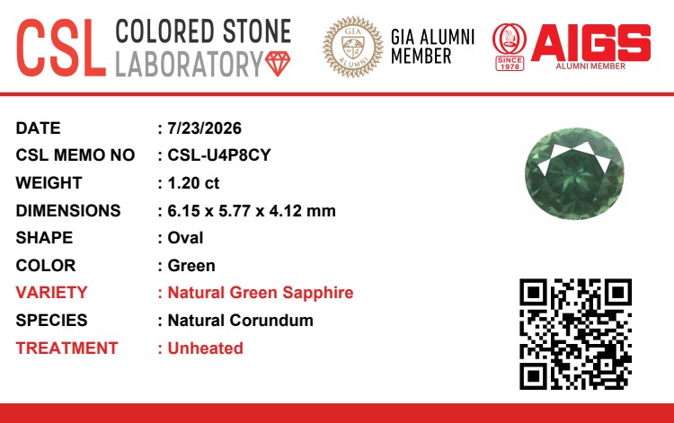 1.19 Ct. Green Sapphire from Madagascar