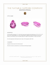 1.27 Ct. Pink Sapphire from Ceylon (Sri Lanka) Appraisal