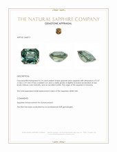 0.74 Ct. Greenish Blue Sapphire from Tanzania Appraisal