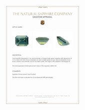 1.66 Ct. Bluish Green Sapphire from Madagascar Appraisal