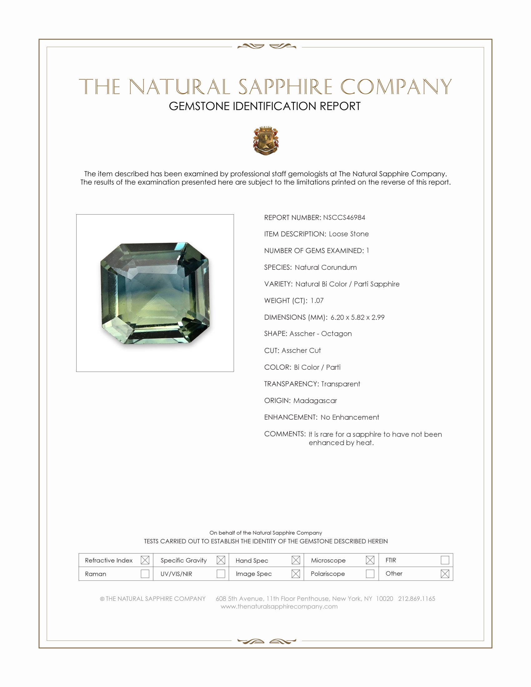 1.07 Ct. Bi Color / Parti Sapphire from Madagascar