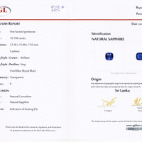 10.19 Ct. Blue Sapphire from Ceylon (Sri Lanka) Scan Report