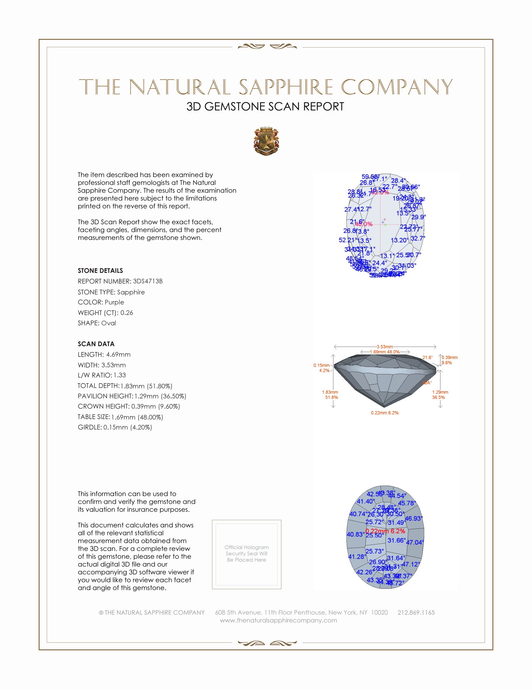 0.26 Ct. Purple Sapphire from Ceylon (Sri Lanka)