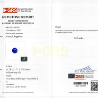 8.50 Ct. Blue Sapphire from Ceylon (Sri Lanka) Scan Report