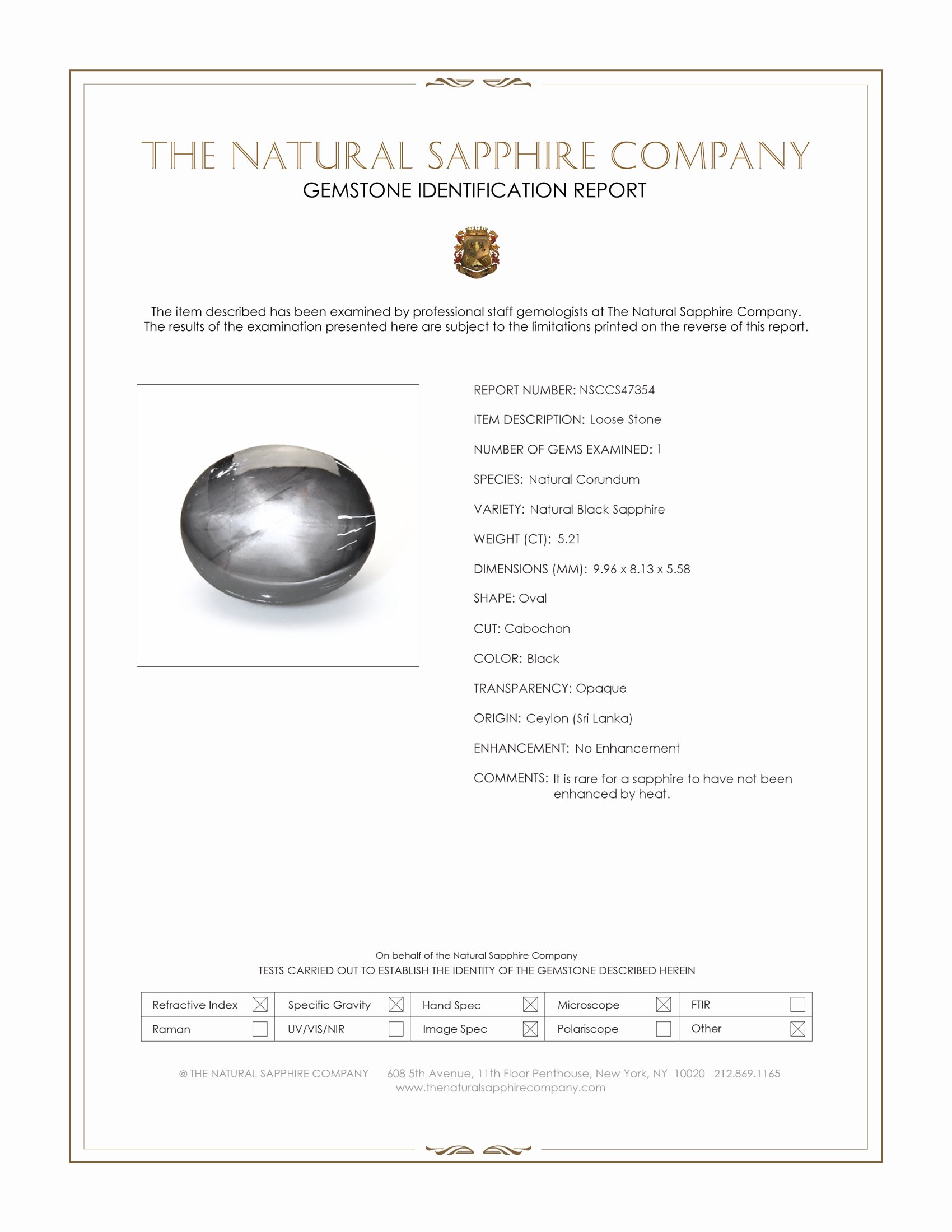 5.21 Ct. Black Star Sapphire from Ceylon (Sri Lanka)