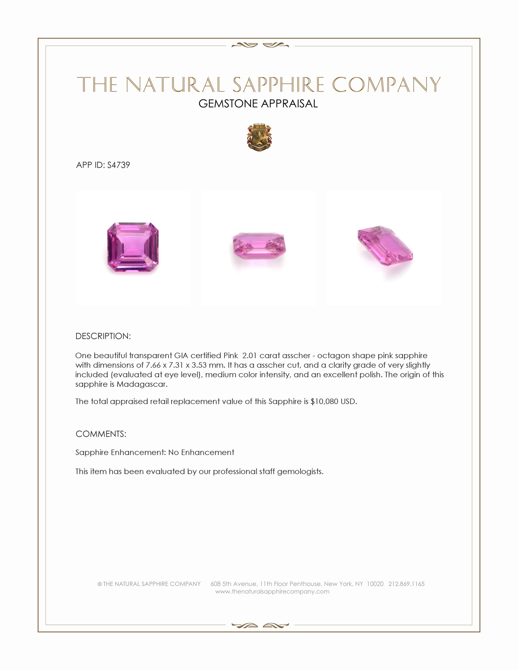 2.01 Ct. Pink Sapphire from Madagascar