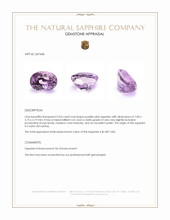 2.03 Ct. Purplish Pink Sapphire from Ceylon (Sri Lanka) Appraisal