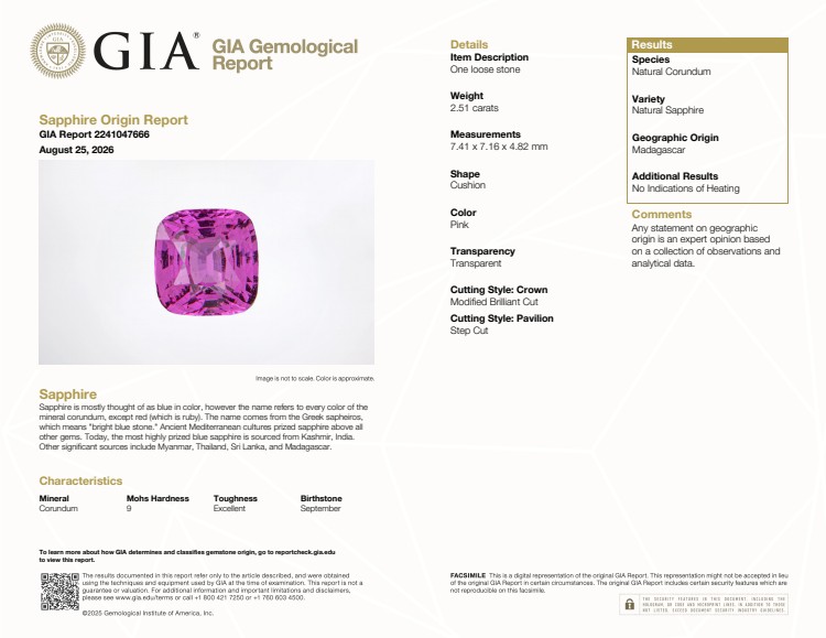 2.51 Ct. Pink Sapphire from Madagascar