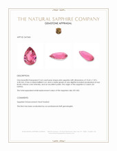 2.64 Ct. Pink Sapphire from Ceylon (Sri Lanka) Appraisal