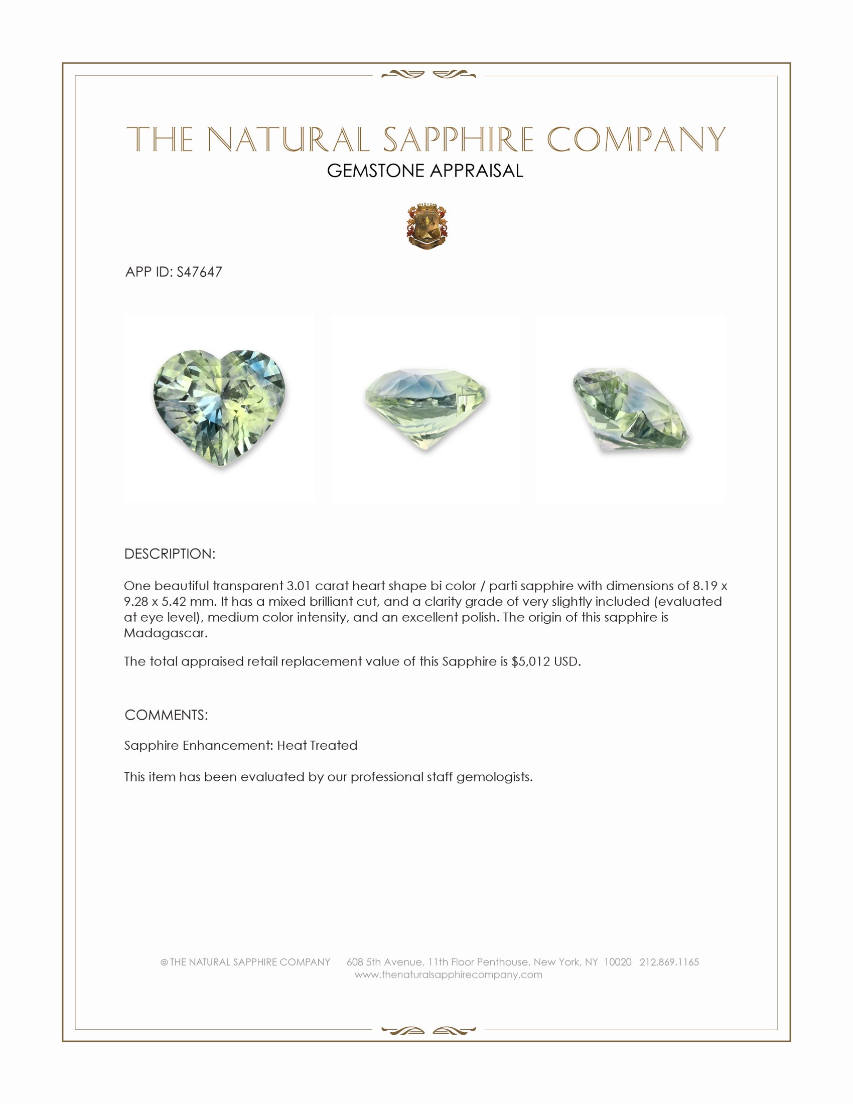 3.01 Ct. Bi Color / Parti Sapphire from Madagascar