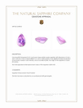 0.52 Ct. Pinkish Purple Sapphire from Ceylon (Sri Lanka) Appraisal