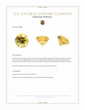 0.85 Ct. Yellow Sapphire from Ceylon (Sri Lanka) Appraisal