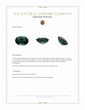 3.20 Ct. Bluish Green Sapphire from Madagascar Appraisal