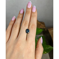 3.39 Ct. Greenish Blue Sapphire from Madagascar Life Style