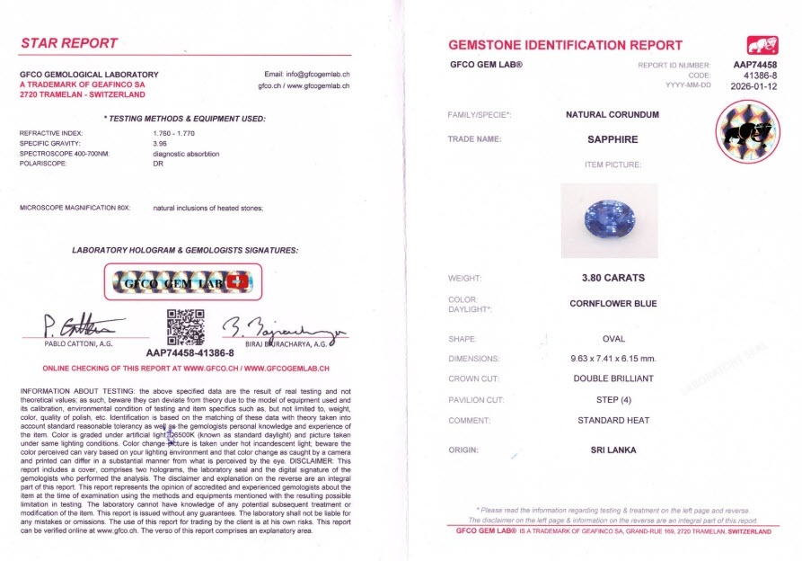 3.80 Ct. Blue Sapphire from Ceylon (Sri Lanka)